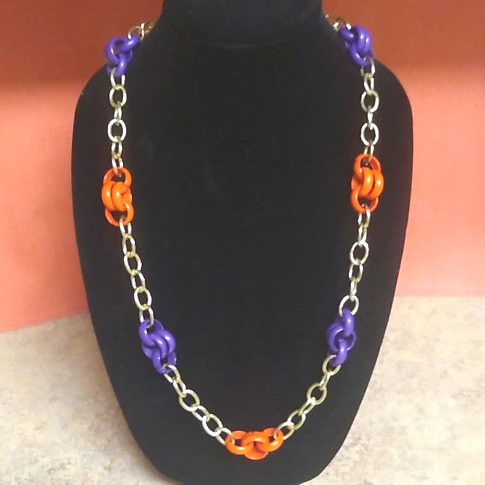 🐾 2 For $16 Orange & Purple Rings Necklace
